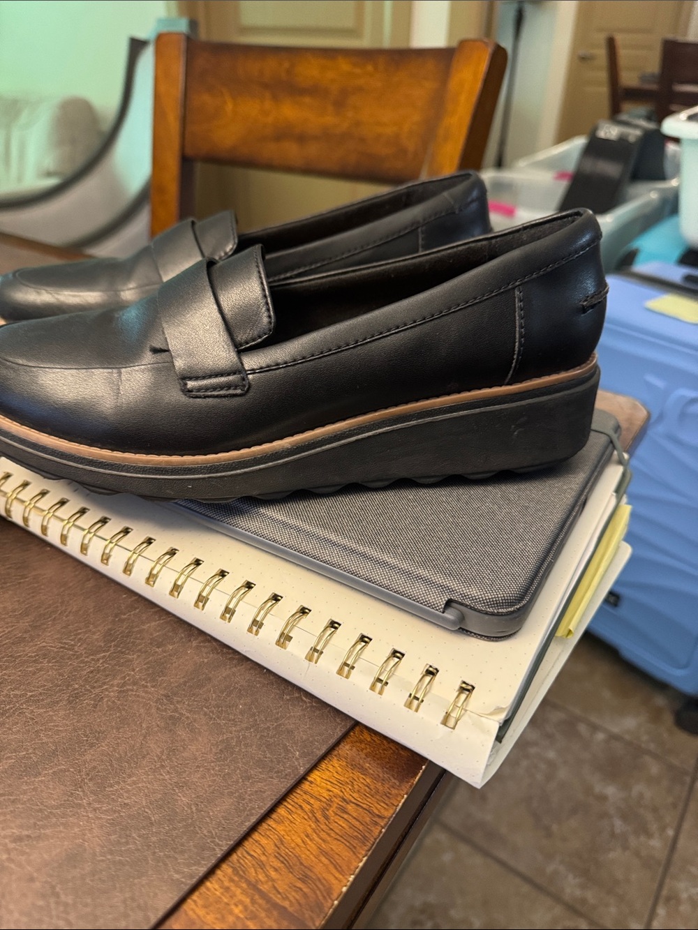 Clarks Women’s Black Leather Penny Loafers - Picture 2 of 4